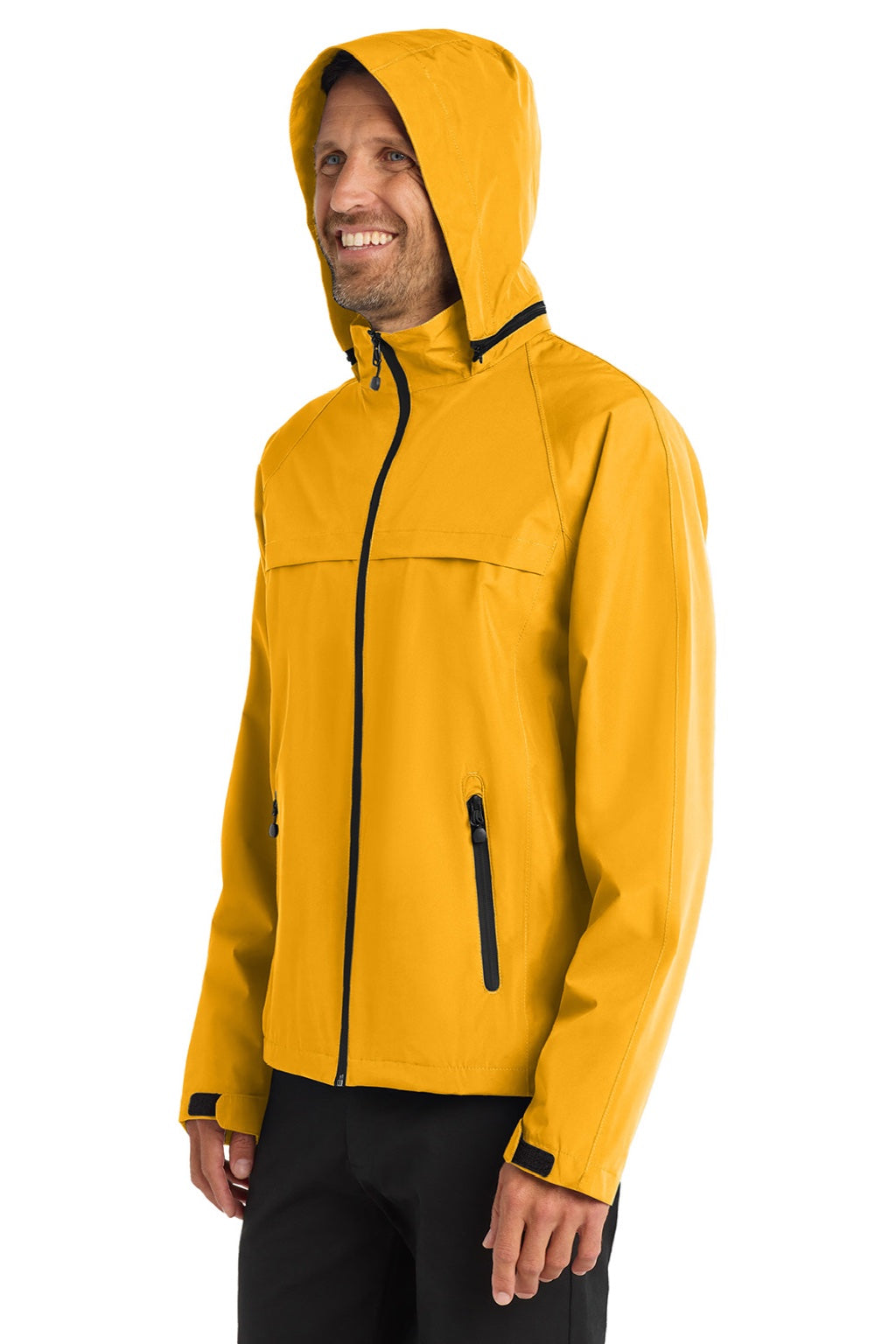 Port Authority J333 Mens Torrent Waterproof Full Zip Hooded Jacket Slicker Yellow Model Side