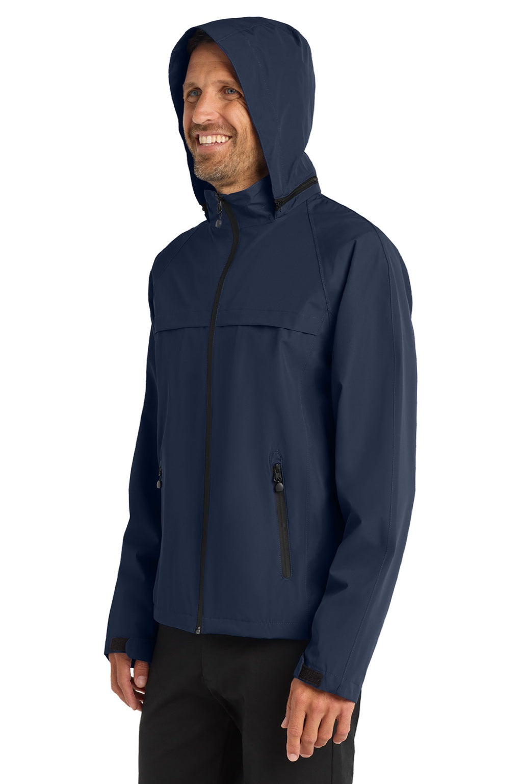 Port Authority J333 Mens Torrent Waterproof Full Zip Hooded Jacket True Navy Blue Model Side