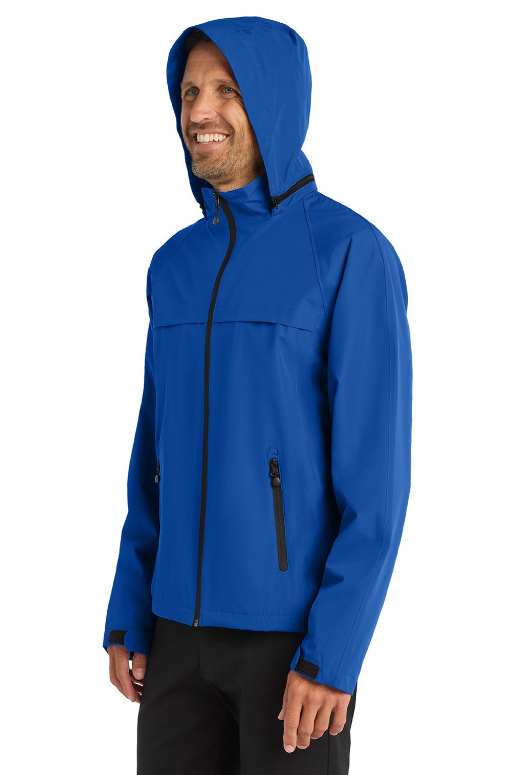 Port Authority J333 Mens Torrent Waterproof Full Zip Hooded Jacket True Royal Blue Model Side