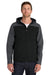 Port Authority J335 Mens Core Wind & Water Resistant Full Zip Hooded Jacket Black/Battleship Grey Model Front