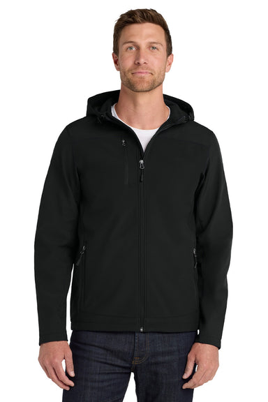 Port Authority J335 Mens Core Wind & Water Resistant Full Zip Hooded Jacket Black Model Front