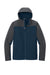 Port Authority J335 Mens Core Wind & Water Resistant Full Zip Hooded Jacket Dress Navy Blue/Battleship Grey Flat Front
