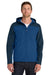 Port Authority J335 Mens Core Wind & Water Resistant Full Zip Hooded Jacket Night Sky Blue/Dress Navy Blue Model Front