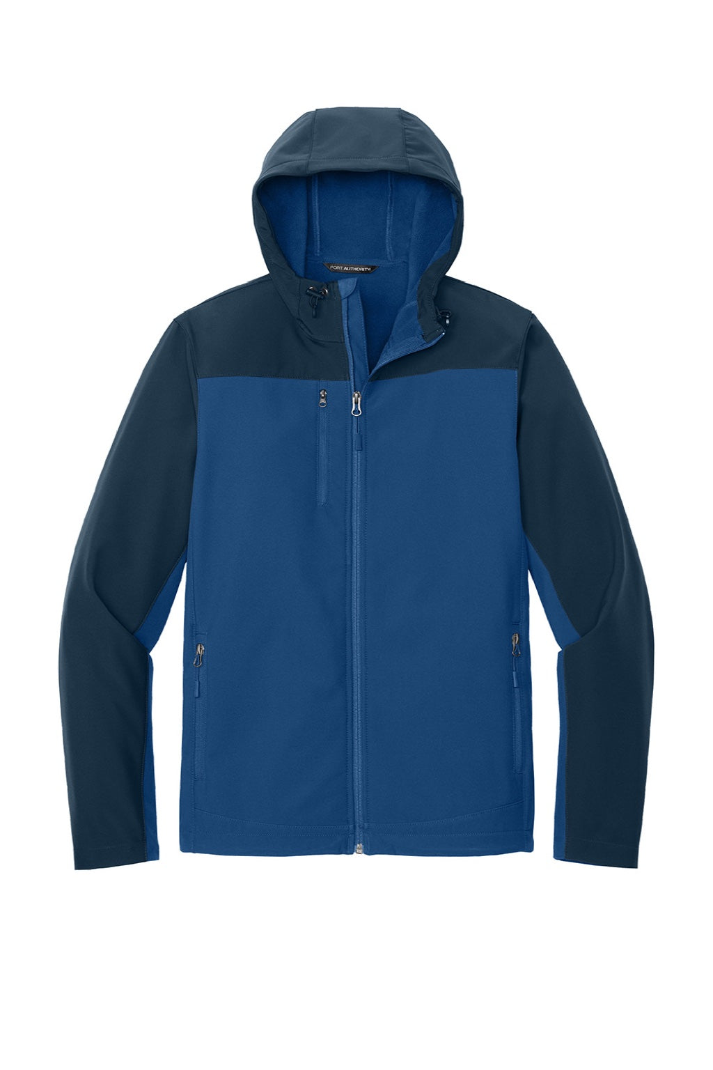 Port Authority J335 Mens Core Wind & Water Resistant Full Zip Hooded Jacket Night Sky Blue/Dress Navy Blue Flat Front