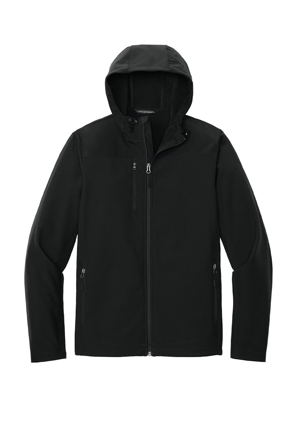 Port Authority J335 Mens Core Wind & Water Resistant Full Zip Hooded Jacket Black Flat Front