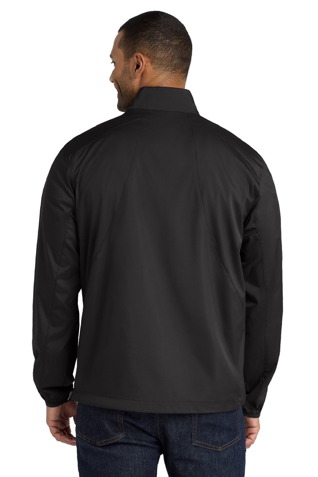 Port Authority J343 Mens Zephyr Wind & Water Resistant 1/4 Zip Jacket Black Model Back