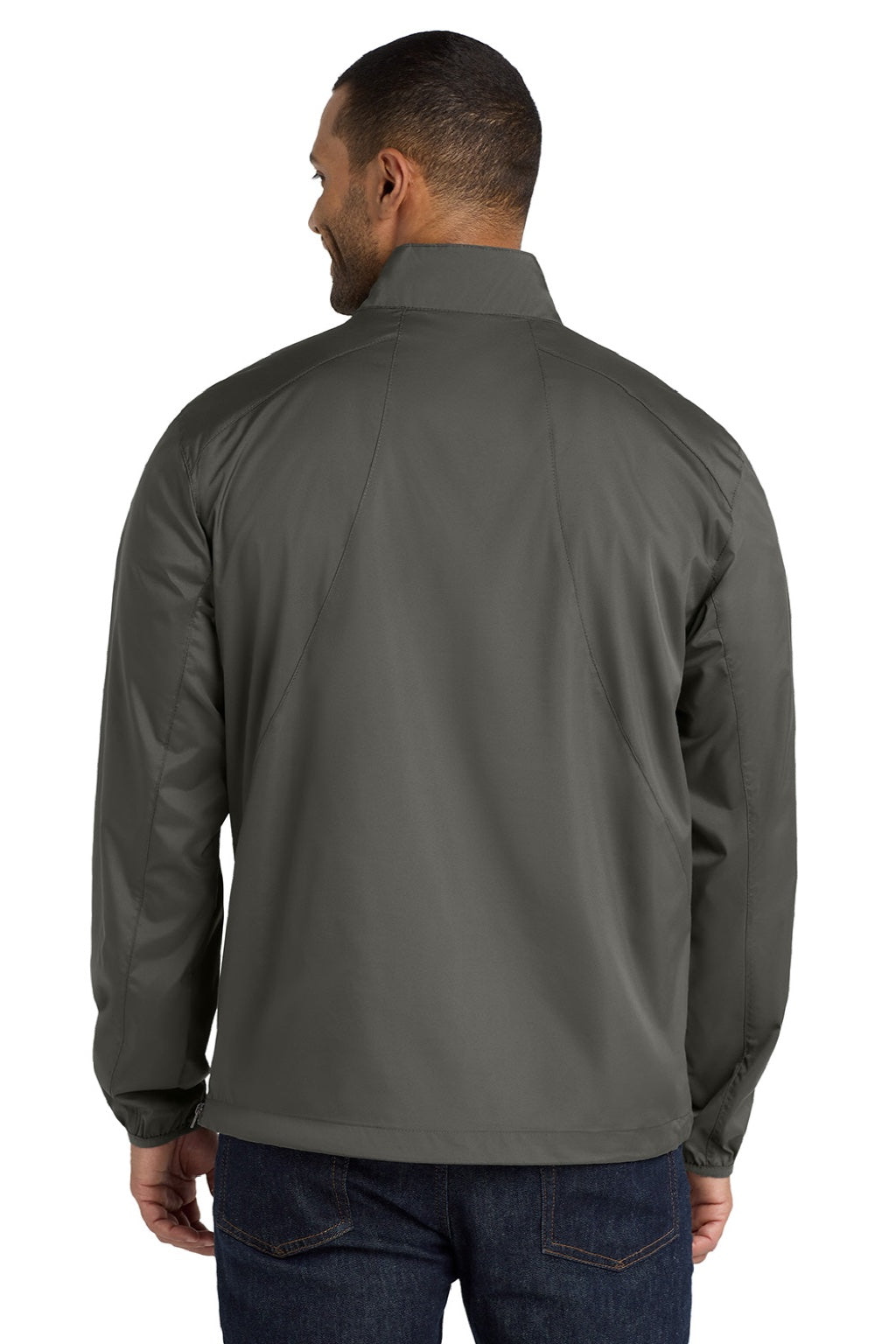 Port Authority J343 Mens Zephyr Wind & Water Resistant 1/4 Zip Jacket Steel Grey Model Back