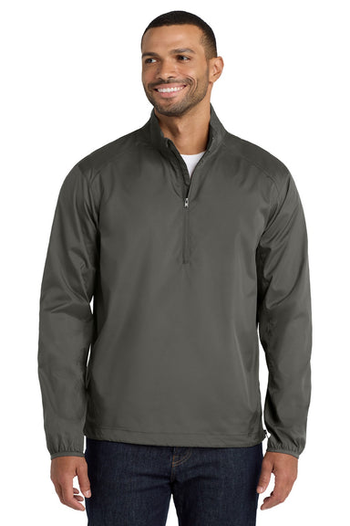 Port Authority J343 Mens Zephyr Wind & Water Resistant 1/4 Zip Jacket Steel Grey Model Front