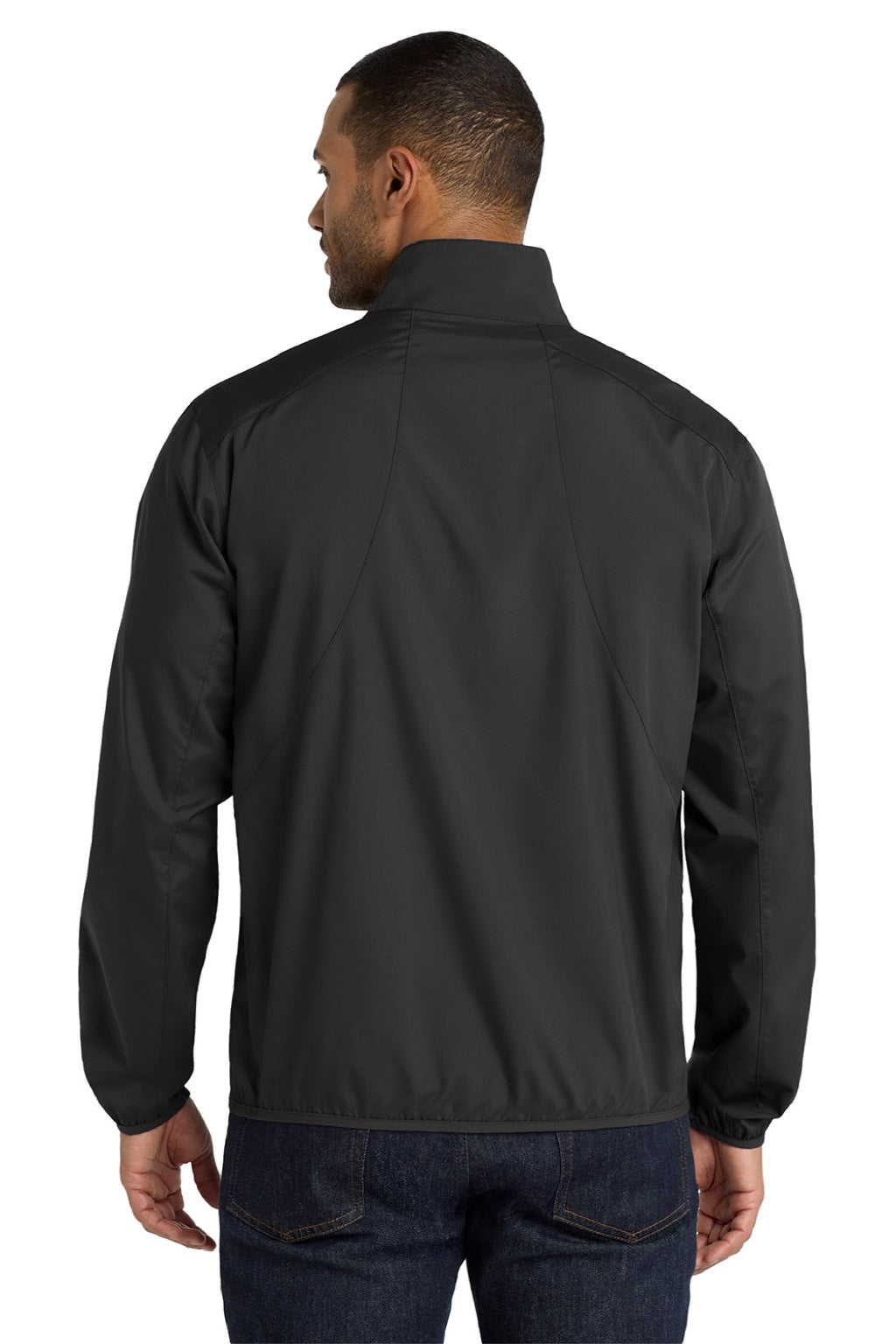 Port Authority J344 Mens Zephyr Wind & Water Resistant Full Zip Jacket Black Model Back