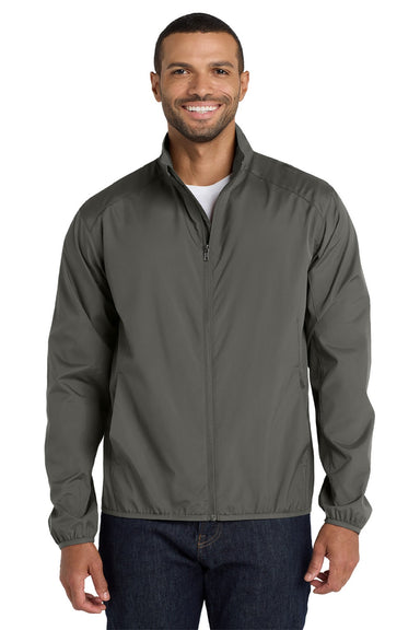 Port Authority J344 Mens Zephyr Wind & Water Resistant Full Zip Jacket Steel Grey Model Front