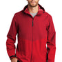 Port Authority Mens Tech Wind & Water Resistant Full Zip Hooded Rain Jacket - Sangria Red/True Red - Closeout