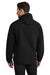 Port Authority J407 Mens Essential Waterproof Full Zip Hooded Rain Jacket Deep Black Model Back