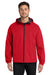 Port Authority J407 Mens Essential Waterproof Full Zip Hooded Rain Jacket Deep Red Model Front