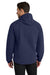 Port Authority J407 Mens Essential Waterproof Full Zip Hooded Rain Jacket True Navy Blue Model Back