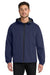 Port Authority J407 Mens Essential Waterproof Full Zip Hooded Rain Jacket True Navy Blue Model Front