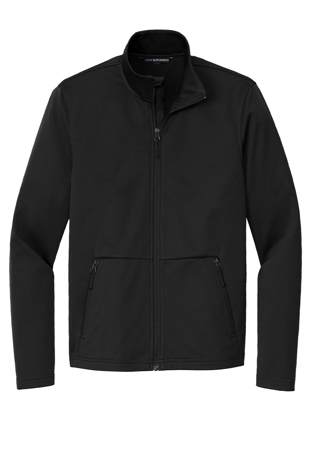Port Authority J617 Mens Flexshell Water Resistant Full Zip Jacket Deep Black Flat Front