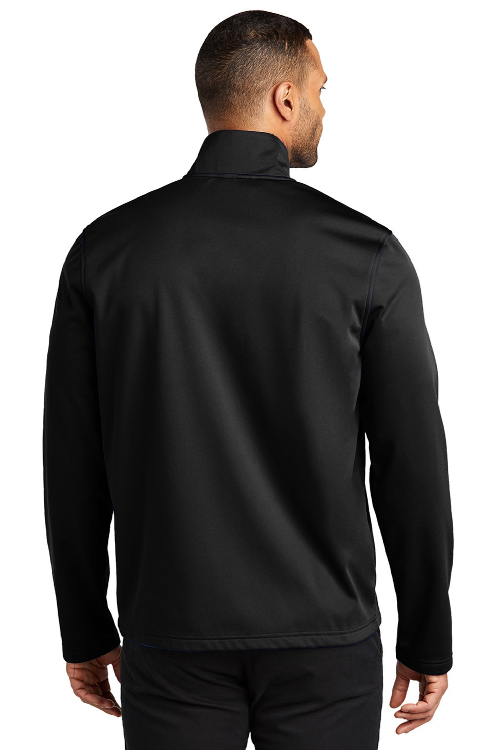 Port Authority J617 Mens Flexshell Water Resistant Full Zip Jacket Deep Black Model Back