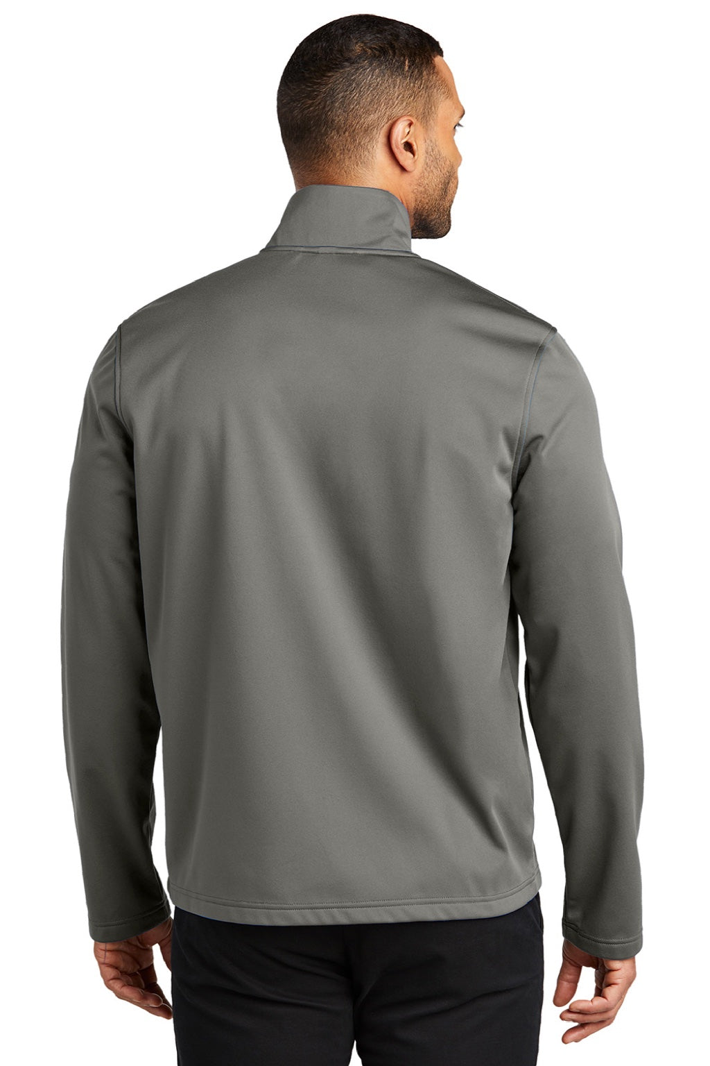 Port Authority J617 Mens Flexshell Water Resistant Full Zip Jacket Smoke Grey Model Back