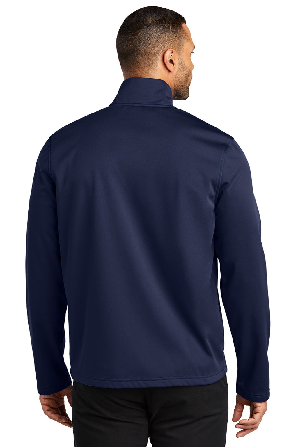 Port Authority J617 Mens Flexshell Water Resistant Full Zip Jacket True Navy Blue Model Back