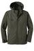 Port Authority J706 Mens Wind & Water Resistant Full Zip Hooded Jacket Mineral Green/Soft Orange Flat Front