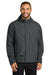 Port Authority J714 Mens C-FREE Water Resistant Full Zip Hooded Rain Jacket Steel Grey Model Front