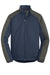 Port Authority J718 Mens Active Wind & Water Resistant Full Zip Jacket Dress Navy Blue/Steel Grey Flat Front
