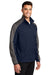 Port Authority J718 Mens Active Wind & Water Resistant Full Zip Jacket Dress Navy Blue/Steel Grey Model 3q