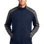 Port Authority Mens Active Wind & Water Resistant Full Zip Jacket - Dress Navy Blue/Steel Grey - Closeout