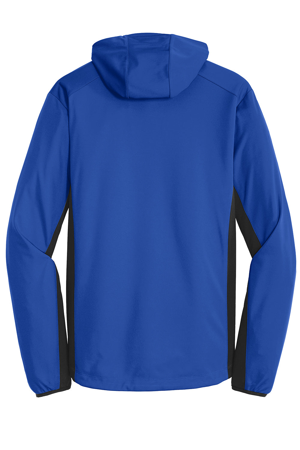 Port Authority J719 Mens Active Wind & Water Resistant Full Zip Hooded Jacket True Royal Blue/Deep Black Flat Back