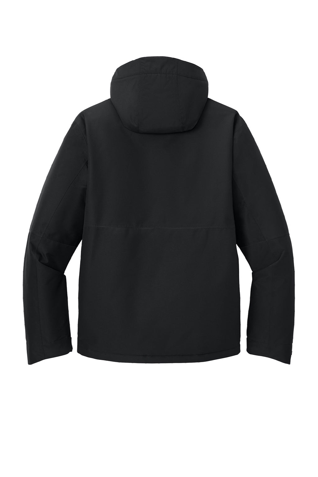 Port Authority J721 Mens Insulated Ripstop Full Zip Hooded Jacket Deep Black Flat Back