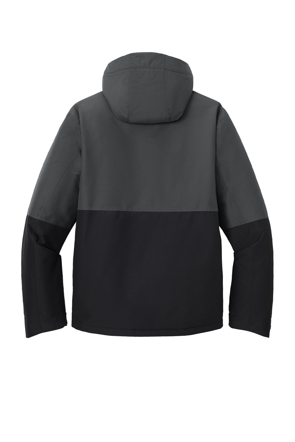 Port Authority J721 Mens Insulated Ripstop Full Zip Hooded Jacket Steel Grey/Deep Black Flat Back