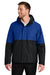 Port Authority J721 Mens Insulated Ripstop Full Zip Hooded Jacket True Royal Blue/Deep Black Model Front