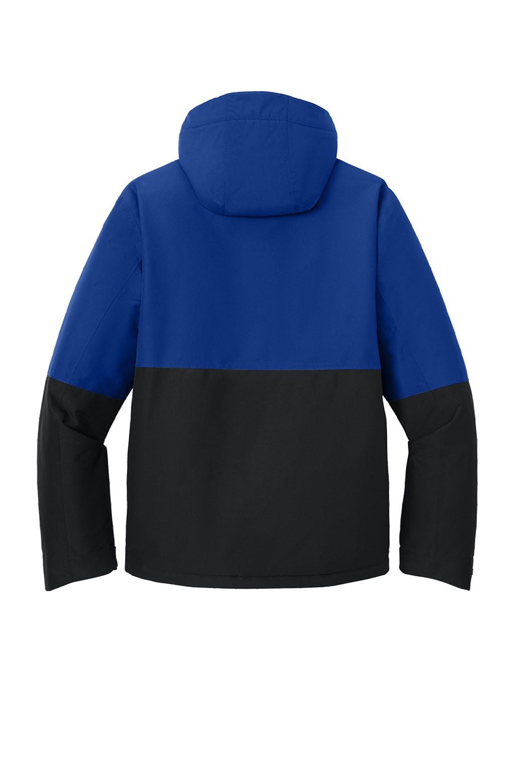 Port Authority J721 Mens Insulated Ripstop Full Zip Hooded Jacket True Royal Blue/Deep Black Flat Back