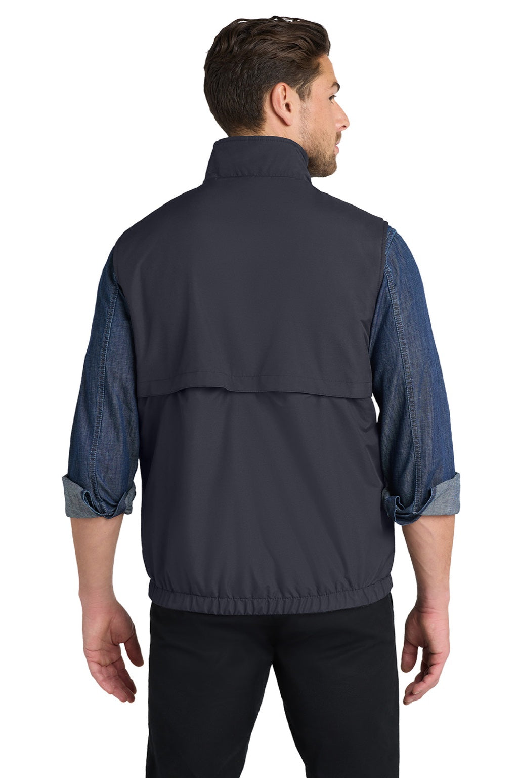 Port Authority J7490 Mens Charger Reversible Wind & Water Resistant Full Zip Vest Battleship Grey Model Back