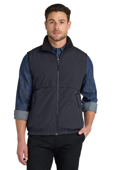 Port Authority J7490 Mens Charger Reversible Wind & Water Resistant Full Zip Vest Battleship Grey Model Front
