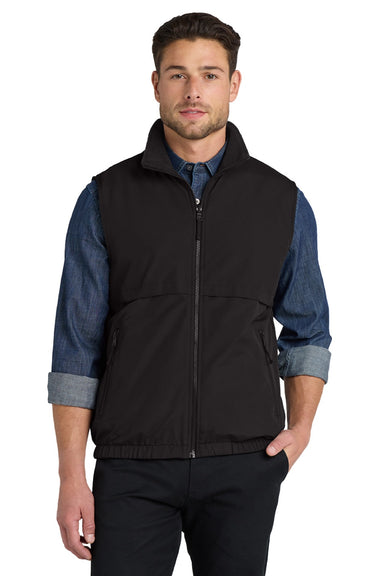 Port Authority J7490 Mens Charger Reversible Wind & Water Resistant Full Zip Vest True Black Model Front