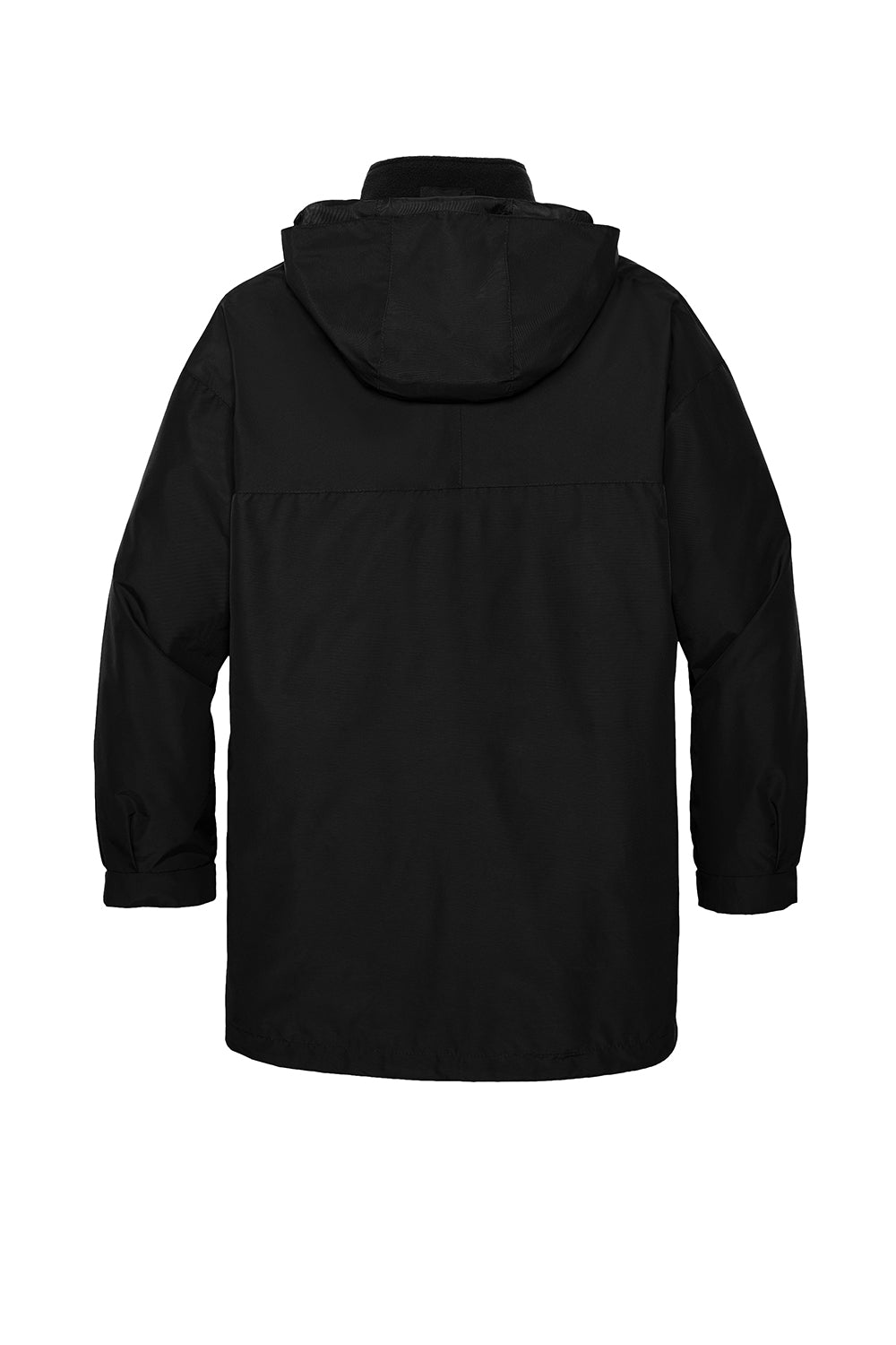 Port Authority J777 Mens 3-in-1 Wind & Water Resistant Full Zip Hooded Jacket Black Flat Back