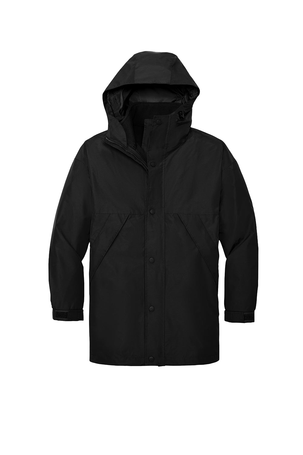 Port Authority J777 Mens 3-in-1 Wind & Water Resistant Full Zip Hooded Jacket Black Flat Front