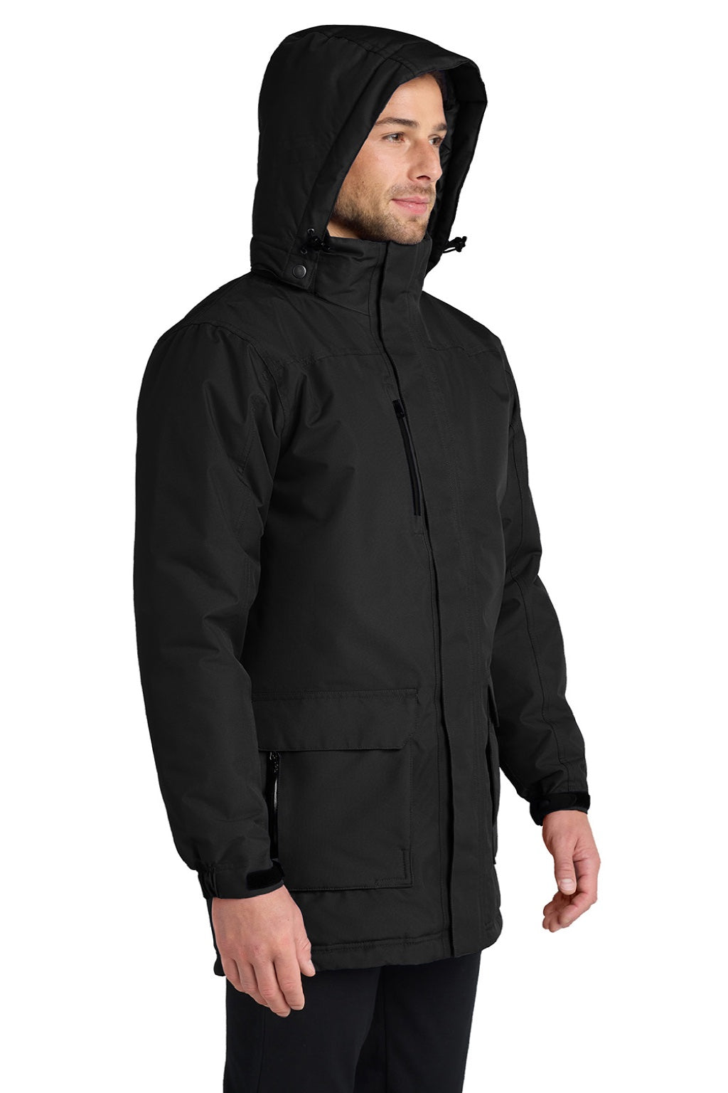 Port Authority J799 Mens Waterproof Full Zip Hooded Jacket Black Model 3q