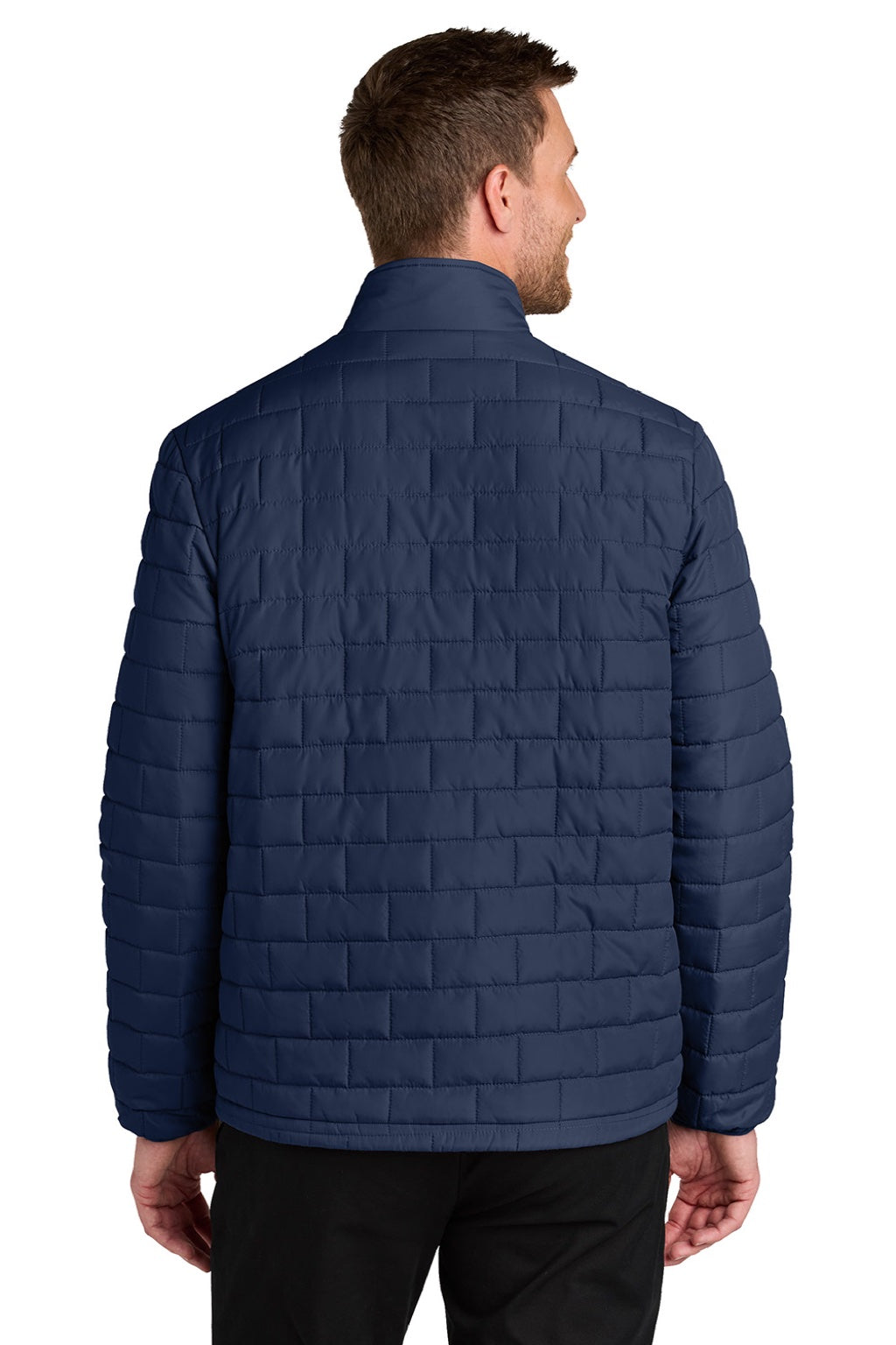 Port Authority J854 Mens C-FREE Brick Full Zip Jacket True Navy Blue Model Back