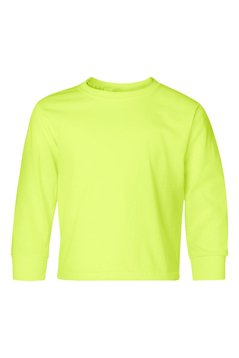 Jerzees 29BL/29BLR Youth Dri-Power Moisture Wicking Long Sleeve Crewneck T-Shirt Safety Green Flat Front