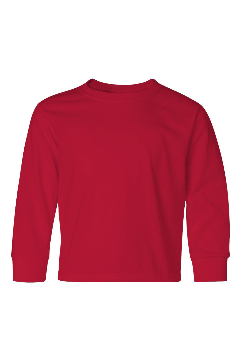Jerzees 29BL/29BLR Youth Dri-Power Moisture Wicking Long Sleeve Crewneck T-Shirt True Red Flat Front