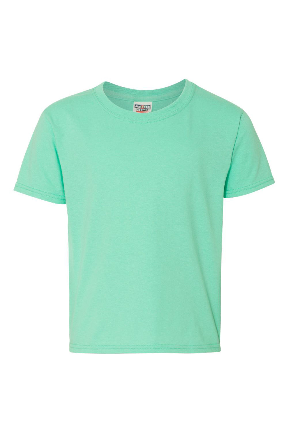 Jerzees 29B/29BR Youth Dri-Power Moisture Wicking Short Sleeve Crewneck T-Shirt Cool Mint Green Flat Front