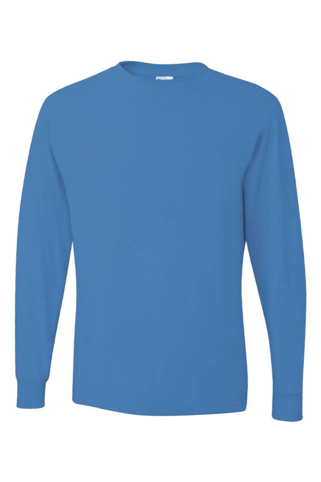 Jerzees 29LS/29LSR Mens Dri-Power Moisture Wicking Long Sleeve Crewneck T-Shirt Columbia Blue Flat Front