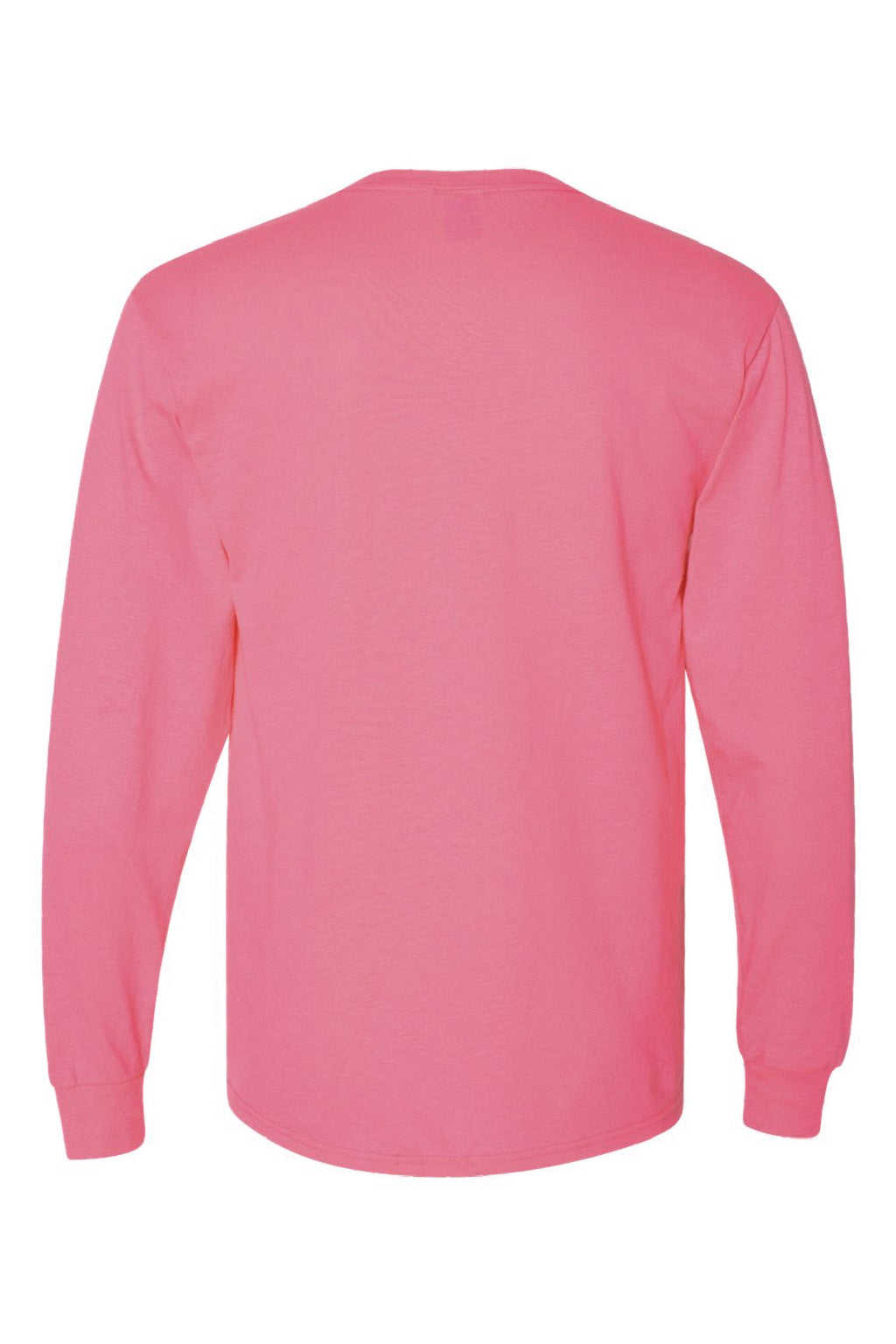 Jerzees 29LS/29LSR Mens Dri-Power Moisture Wicking Long Sleeve Crewneck T-Shirt Neon Pink Flat Back