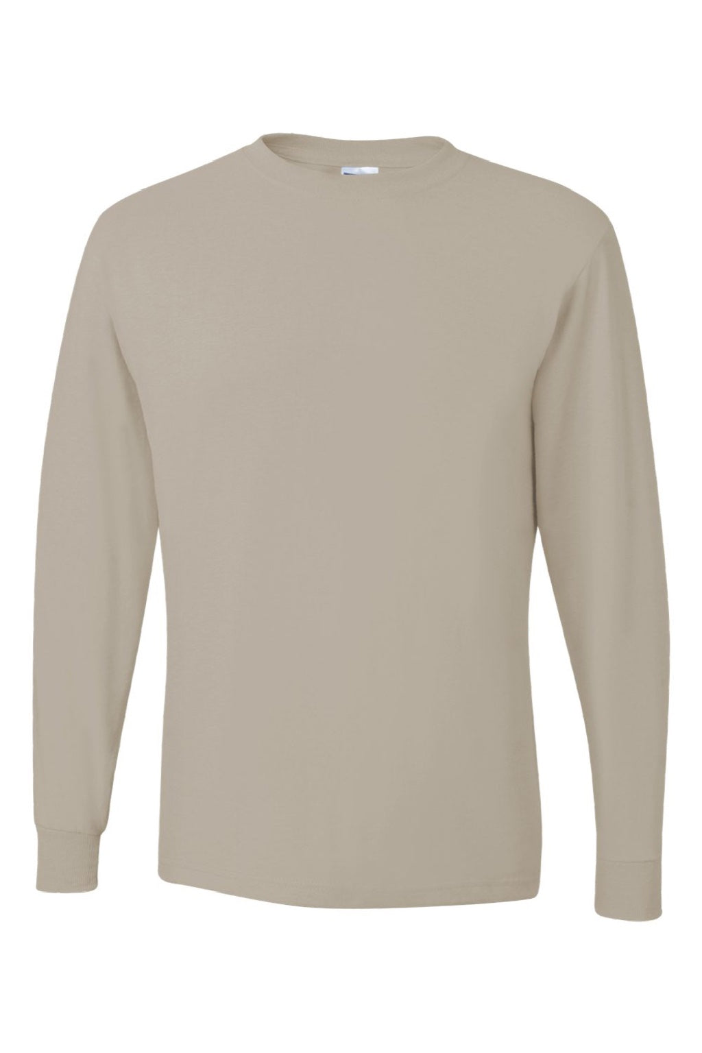 Jerzees 29LS/29LSR Mens Dri-Power Moisture Wicking Long Sleeve Crewneck T-Shirt Sandstone Brown Flat Front