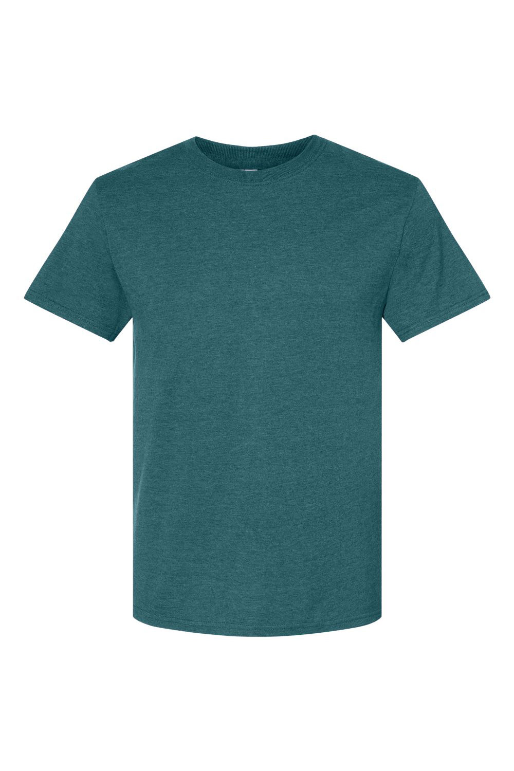 Jerzees 560MR/560M Mens Premium Blend Moisture Wicking Short Sleeve Crewneck T-Shirt Heather Digi Teal Blue Flat Front