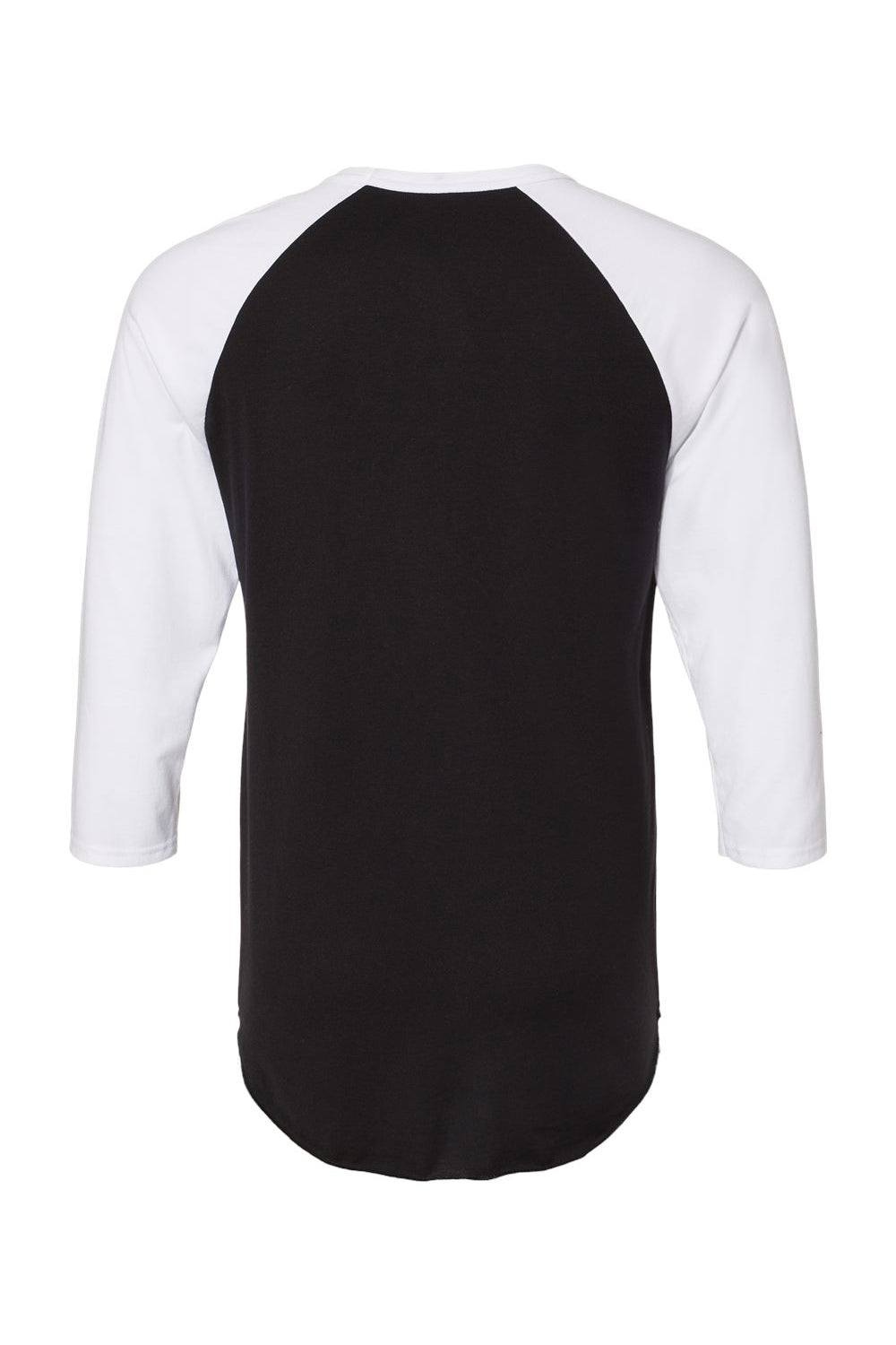 Jerzees 560RR Mens Premium Blend Baseball Moisture Wicking 3/4 Sleeve Crewneck T-Shirt Black/White Flat Back