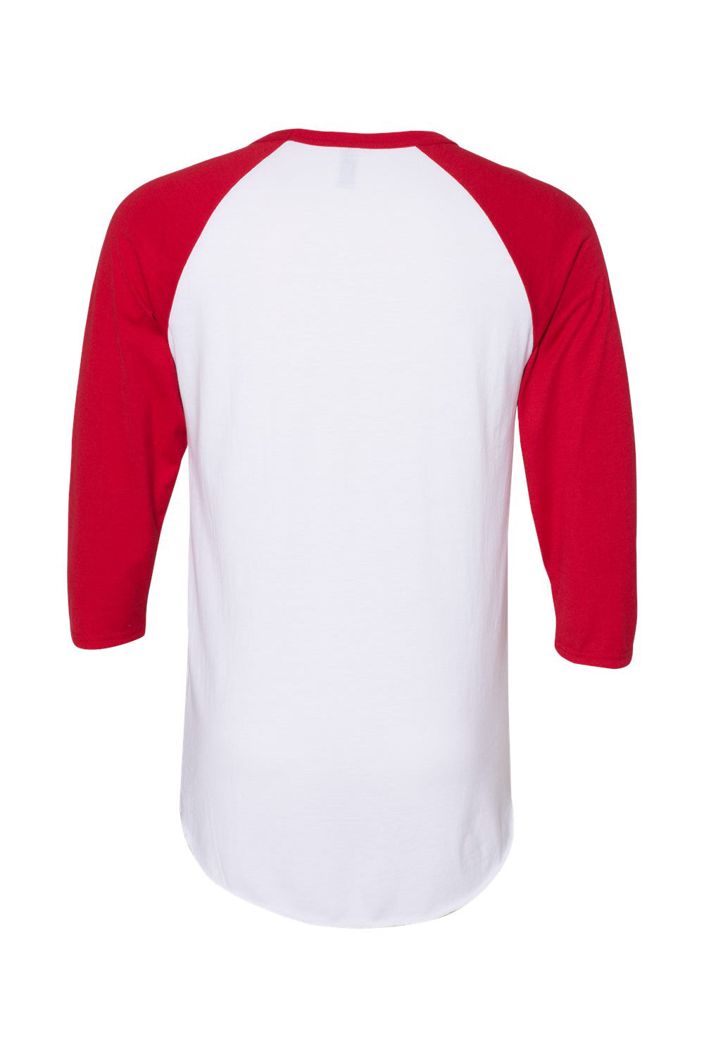 Jerzees 560RR Mens Premium Blend Baseball Moisture Wicking 3/4 Sleeve Crewneck T-Shirt White/True Red Flat Front