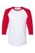 Jerzees 560RR Mens Premium Blend Baseball Moisture Wicking 3/4 Sleeve Crewneck T-Shirt White/True Red Flat Back